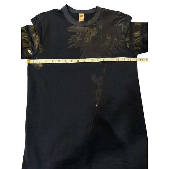 Rohka Women's Short Sleeve Top Navy Blue T-Shirt Metallic Print Cotton Size S - Picture 5 of 8